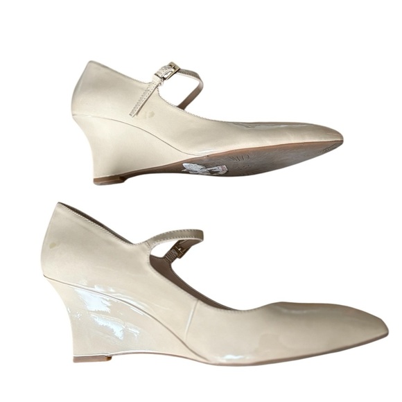 🌟 Franco Sarto Patsy Mary Jane Leg Elongating Nude Wedge Heels with buckle 9.5 - Picture 4 of 11